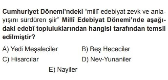 12.Sınıf Türk Edebiyatı Test 7  - Soru 5