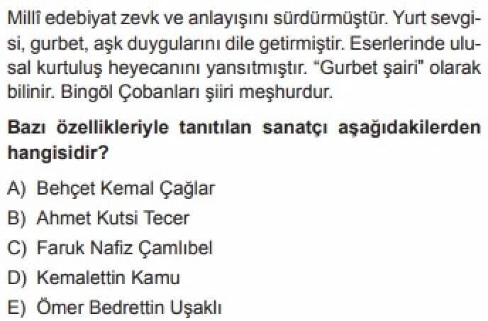 12.Sınıf Türk Edebiyatı Test 7  - Soru 6