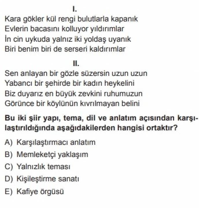 12.Sınıf Türk Edebiyatı Test 7  - Soru 8
