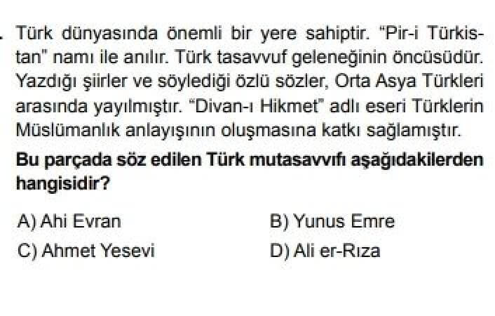 6. Sınıf Din Kültürü ve Ahlak Bilgisi Test 15 İslamiyet ve Türkler -1 - Soru 11