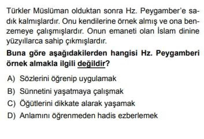 6. Sınıf Din Kültürü ve Ahlak Bilgisi Test 16 İslamiyet ve Türkler -2 - Soru 9