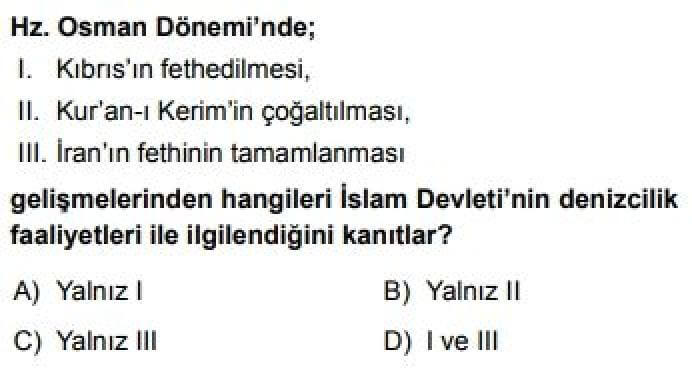6. Sınıf Sosyal Bilgiler Test 7 İpek Yolu’nda Türkler – 3 - Soru 3