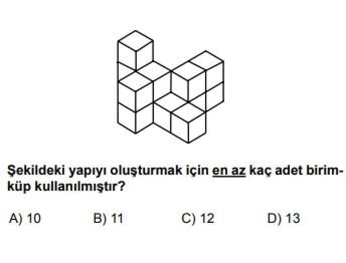 7. Sınıf Matematik Test 16 Cisimlerin Farklı Yönlerden Görünümleri - Soru 2