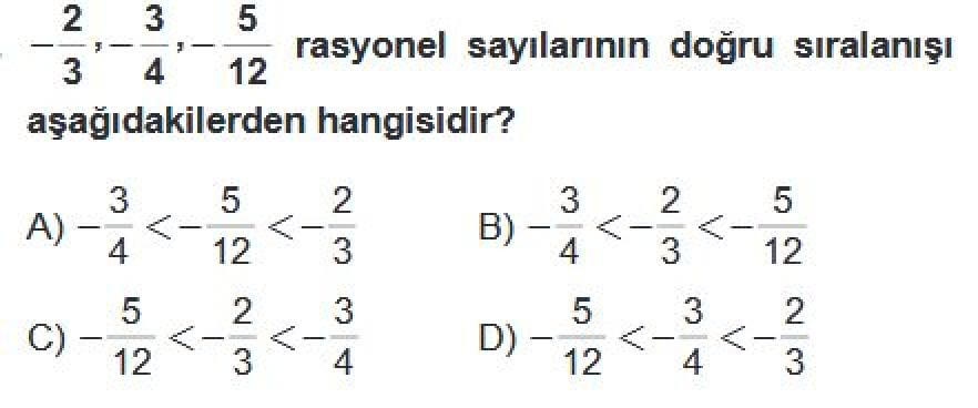 7. Sınıf Matematik Test 2 Rasyonel Sayılar - Soru 11