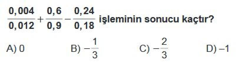 7. Sınıf Matematik Test 4  - Soru 6