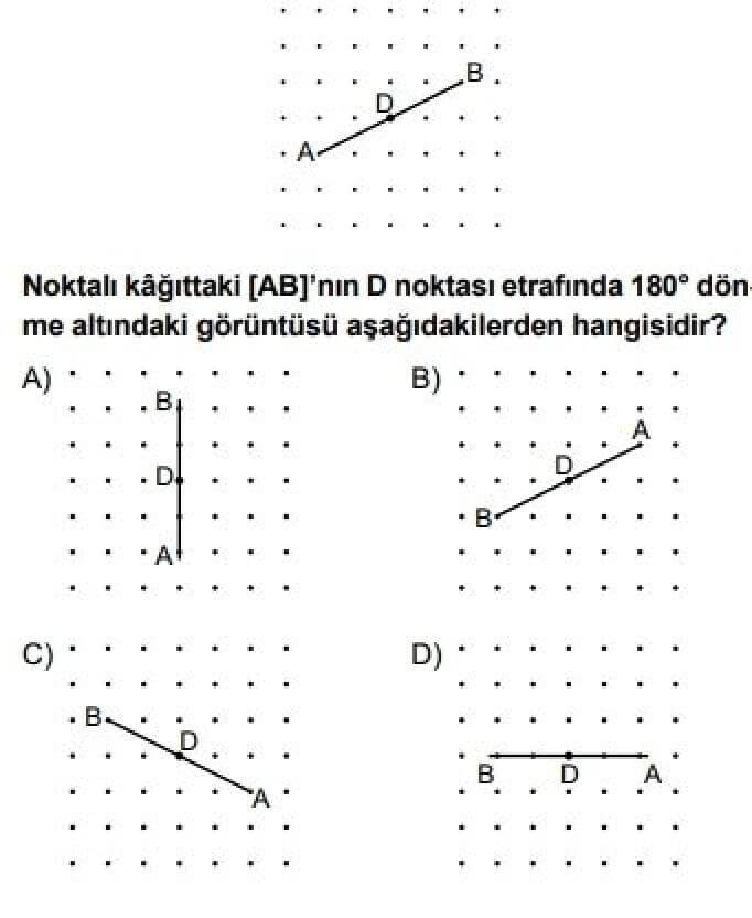 8. Sınıf Matematik Test 20 Dönüşüm Geometrisi – 1 - Soru 1