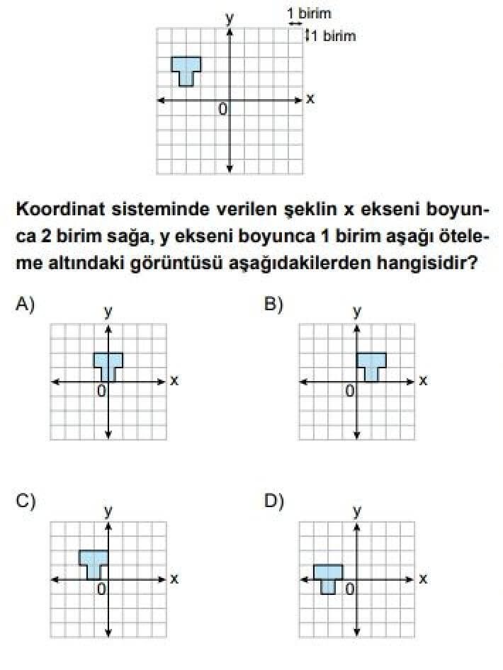 8. Sınıf Matematik Test 21 Dönüşüm Geometrisi – 2 - Soru 1