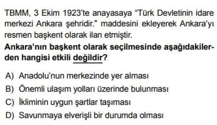 8. Sınıf T.C. İnkılap Tarihi ve Atatürkçülük Test 15 Çağdaş Türkiye Yolunda Adımlar – 1 - Soru 3