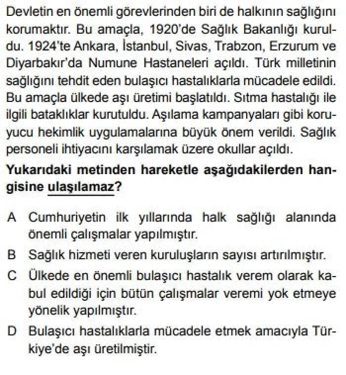 8. Sınıf T.C. İnkılap Tarihi ve Atatürkçülük Test 22 Çağdaş Türkiye Yolunda Adımlar – 8 - Soru 4