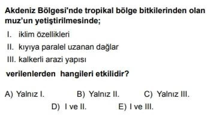 9. Sınıf Coğrafya Test 19 Türkiye’de Görülen İklim Tipleri - Soru 8