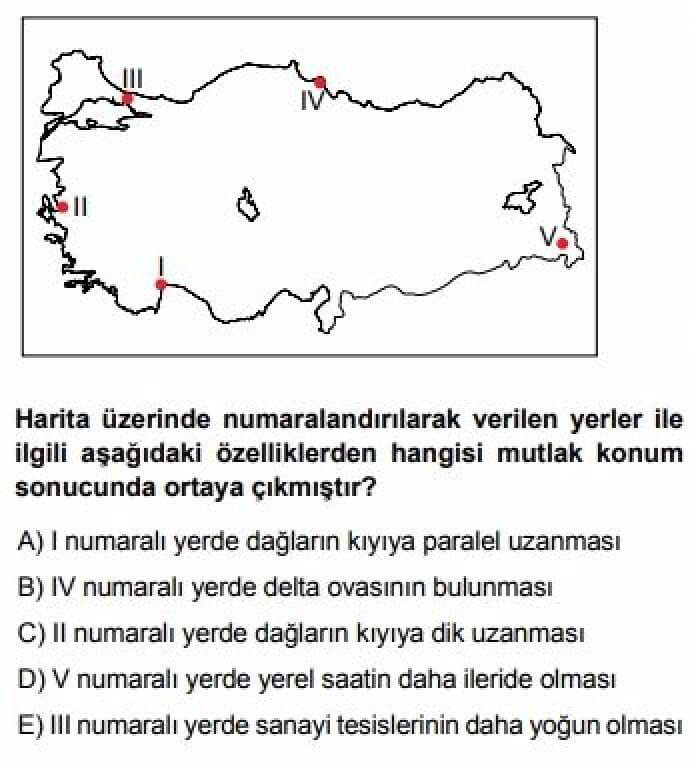 9.Sınıf Coğrafya Test 3 Türkiye’nin Konumu - Soru 8