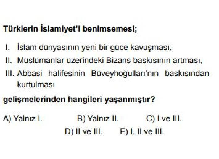 9. Sınıf Din Kültürü ve Ahlak Bilgisi Test 22 İslamiyet ve Türkler  -1 - Soru 6