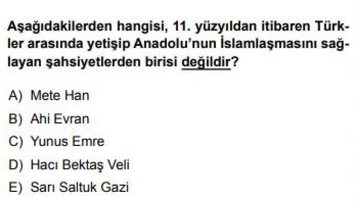 9. Sınıf Din Kültürü ve Ahlak Bilgisi Test 23 İslamiyet ve Türkler -2 - Soru 2