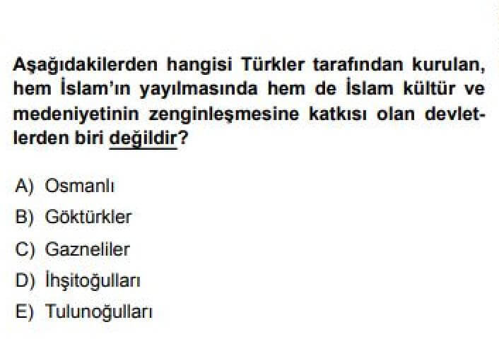 9. Sınıf Din Kültürü ve Ahlak Bilgisi Test 24 İslamiyet ve Türkler -3 - Soru 9