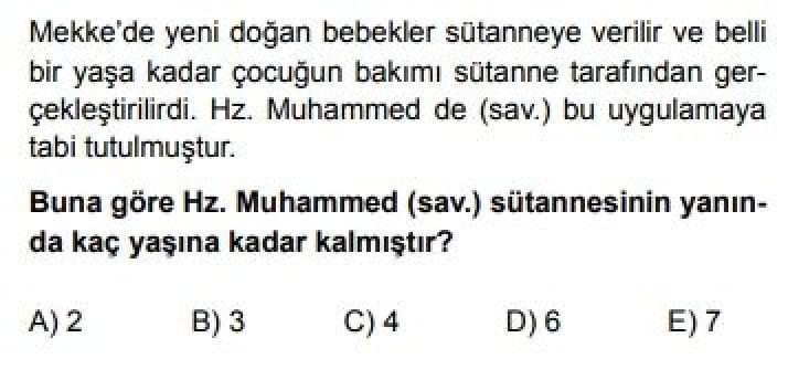 9.Sınıf Din Kültürü ve Ahlak Bilgisi Test 8 Hz. Muhammed’in Hayatı – 2 - Soru 3