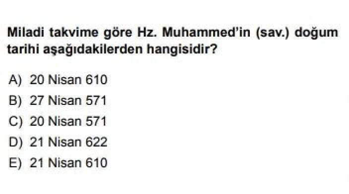 9. Sınıf Din Kültürü ve Ahlak Bilgisi Test 9 Hz. Muhammed’in Hayatı – 3 - Soru 2