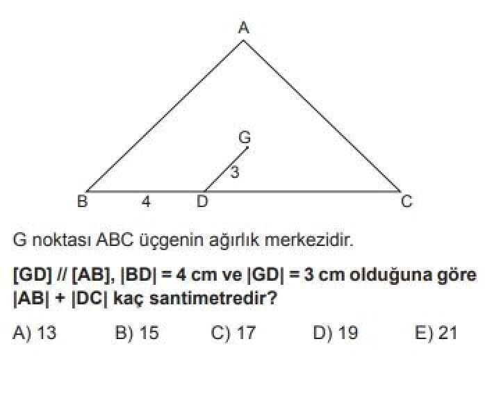 9. Sınıf Matematik Test 19 Üçgenlerde Eşlik ve Benzerlik – 2 - Soru 7