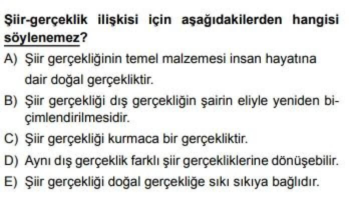 9. Sınıf Türk Dili Edebiyatı Test 18 Şiir / Gelenek ve Gerçeklik - Soru 11