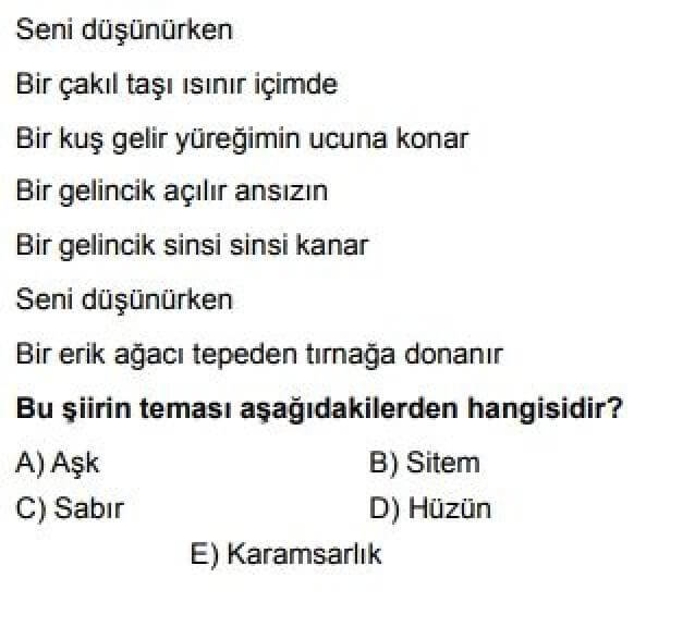 9. Sınıf Türk Dili ve Edebiyatı Test 16 Şiir / Yapı – Dil – İçerik - Soru 2