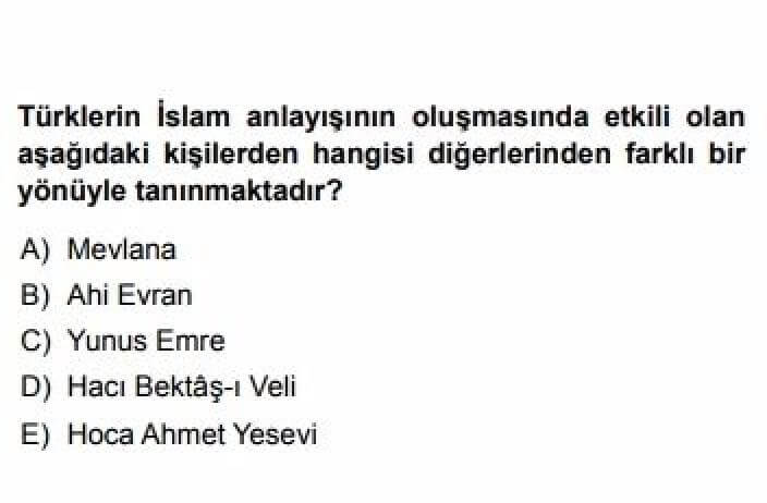 YKS Din Kültürü ve Ahlak Bilgisi B Test 11 İslamiyet ve Türkler - Soru 11