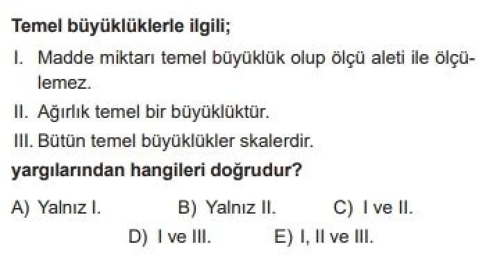 YKS Fizik B Test 1 Fizik Bilimine Giriş - Soru 9