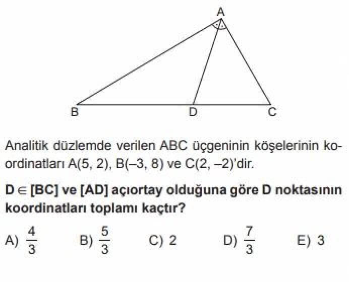 YKS Matematik B Test 17 Analitik Geometri – Doğrunun Analitik İncelenmesi - Soru 2