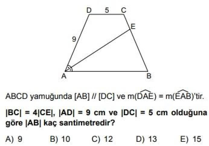 YKS Matematik B Test 19 Özel Dörtgenler – 1 - Soru 3