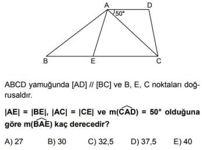 YKS Matematik B Test 20 Özel Dörtgenler – 2 - Soru 1
