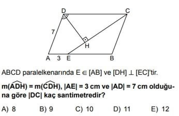 YKS Matematik B Test 20 Özel Dörtgenler – 2 - Soru 12