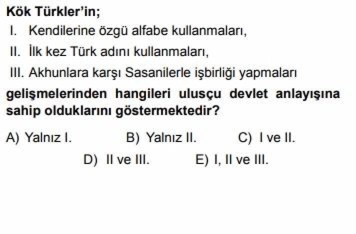 YKS Tarih B Test 4 İlk Türk Devletleri -1 - Soru 10