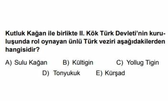 YKS Tarih B Test 4 İlk Türk Devletleri -1 - Soru 8