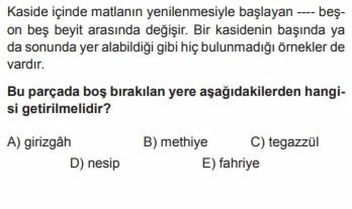 YKS Türk Dili ve Edebiyatı B Test 18 Divan Edebiyatı -1 - Soru 4