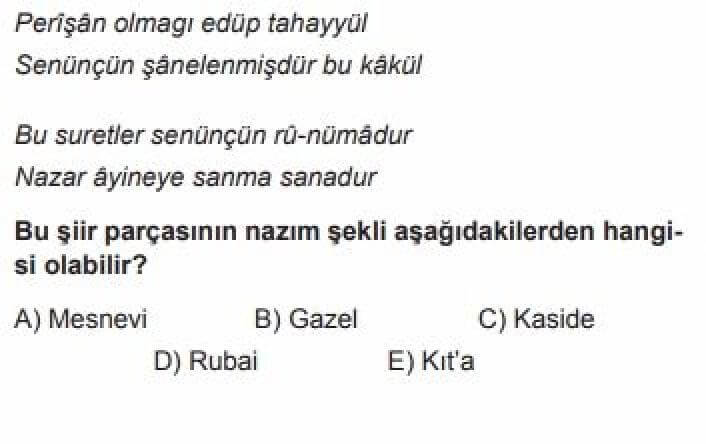 YKS Türk Dili ve Edebiyatı B Test 21 Divan Edebiyatı -3 - Soru 1