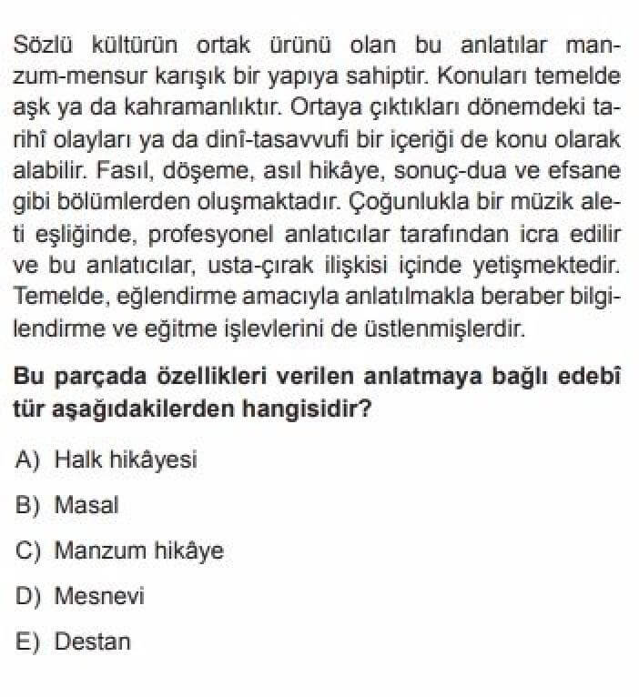 YKS Türk Dili ve Edebiyatı B Test 21 Divan Edebiyatı -3 - Soru 11
