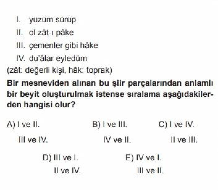 YKS Türk Dili ve Edebiyatı B Test 21 Divan Edebiyatı -3 - Soru 2