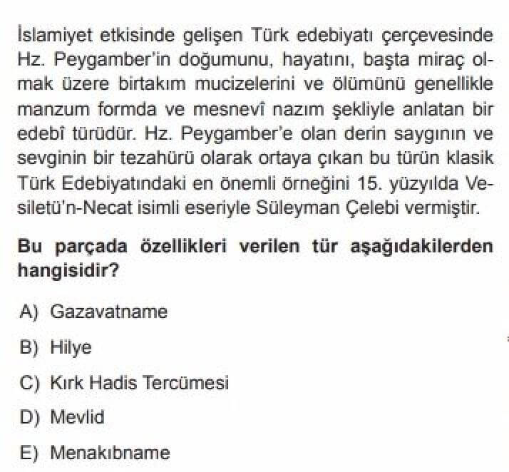 YKS Türk Dili ve Edebiyatı B Test 21 Divan Edebiyatı -3 - Soru 8