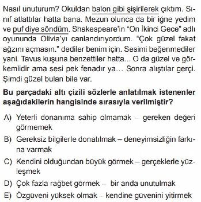 YKS Türk Dili ve Edebiyatı B Test 5 Sözcükte Anlam – 3 - Soru 3