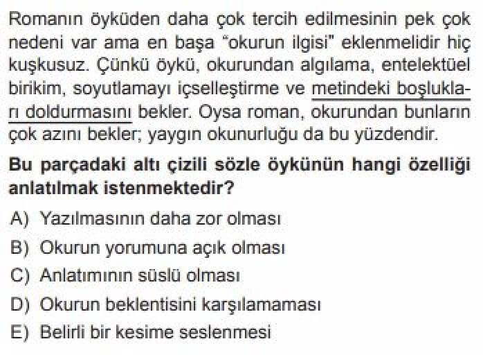 YKS Türk Dili ve Edebiyatı B Test 5 Sözcükte Anlam – 3 - Soru 9