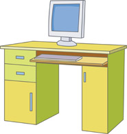 Computer Desk with Monitor clipart